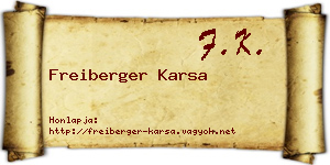 Freiberger Karsa névjegykártya